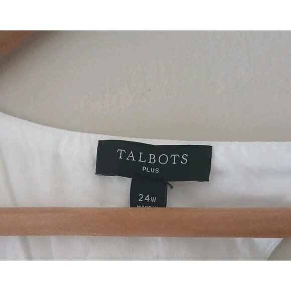 Talbots Plus Eyelet Border Sleeveless Square Neck Midi Dress Size 24W White - Picture 6 of 12